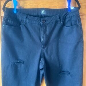 Black Women’s Distressed Skinny Pants - ML